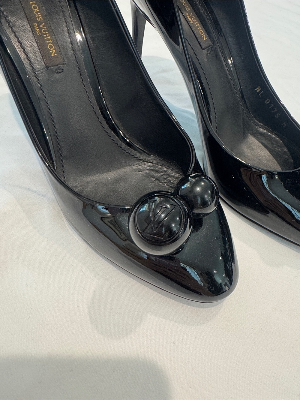 Louis Vuitton Black Patent Leather Pointed Toe Pumps with Decorative Spheres - Picture 3 of 14